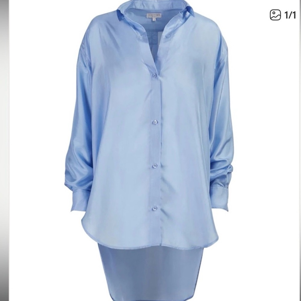 Haremlique à la mer Silk Button Down Blouse